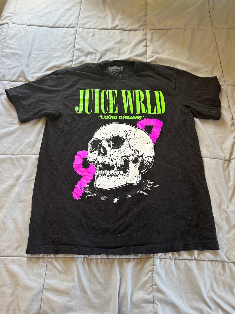 Juice WRLD "Lucid Dreams" Black Graphic Tee - Neon Green & Pink